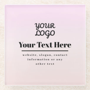 Ihr Logo & Text Pink & Peach Ombre Glasuntersetzer
