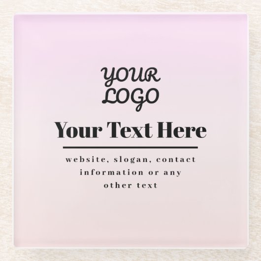 Ihr Logo & Text | Pink & Peach Ombre Glasuntersetzer (Vorderseite)