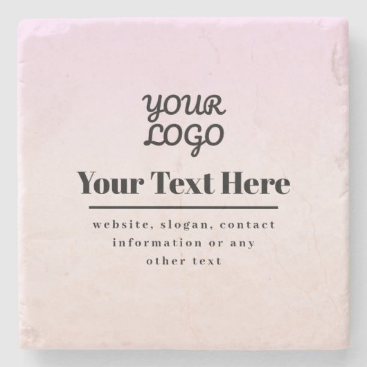 Ihr Logo & Text | Pink & Peach Ombre Steinuntersetzer (Vorderseite)