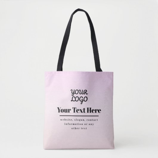 Ihr Logo & Text | Pink & Peach Ombre Tasche (Vorderseite)