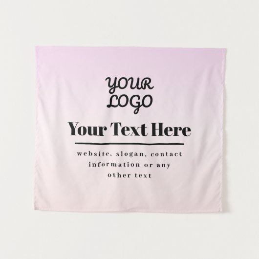 Ihr Logo & Text | Pink & Peach Ombre Wandteppich (Vorderseite (Horizontal))
