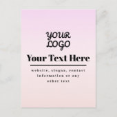 Ihr Logo & Text | Pink & Pfirsich Ombre Postkarte (Vorderseite)