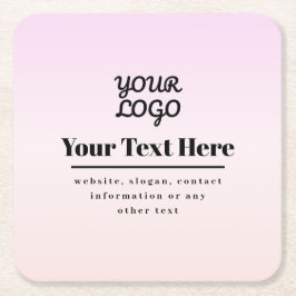Ihr Logo & Text | Pink & Pfirsich Ombre Rechteckiger Pappuntersetzer