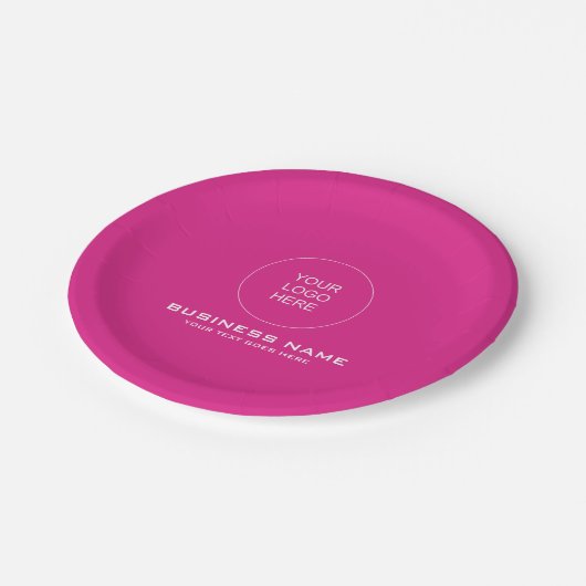 Ihr Logo Text Rosa Farbe Personalisiert rund Pappteller (Schrägansicht)