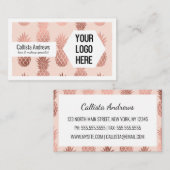 Ihr Logo Tropical Rose Gold Sommer Ananas Visitenkarte (Vorne/Hinten)