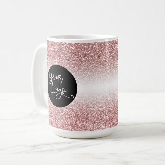 Ihr Logo über Rose Gold und Weiß Ombre Kaffeetasse (Vorderseite Links)