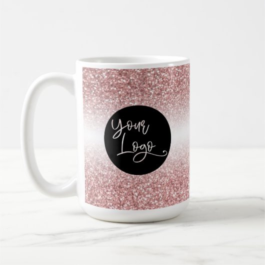 Ihr Logo über Rose Gold und Weiß Ombre Kaffeetasse (Links)