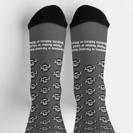 Ihr Logo überall - Weiße Schrift - Grau Socken (Oben)