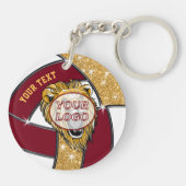 Ihr LOGO und 5 Textfelder Volleyball-Schlüsselanhä Schlüsselanhänger (Rückseite)