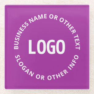 Ihr Logo und anpassbarer Text   Purpur Violett Glasuntersetzer