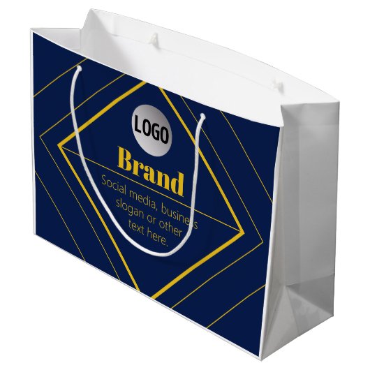 Ihr Logo und anpassbares Design Template Große Geschenktüte (Rückseite Schrägansicht)