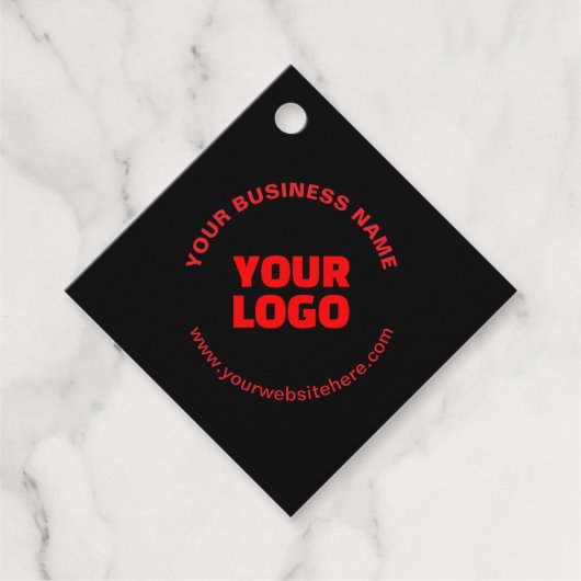 Ihr Logo und bearbeitbarer Rundschreiben, Rot oder Geschenkanhänger (Vorderseite)