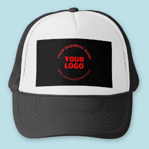 Ihr Logo und bearbeitbarer Rundschreiben, Rot oder Truckerkappe