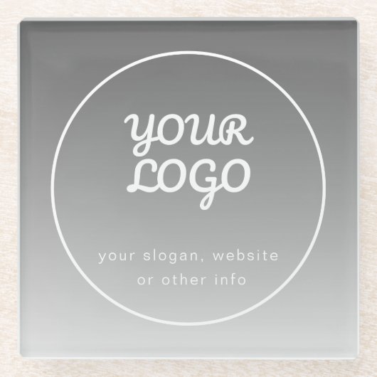 Ihr Logo und bearbeiteter Text | Dark Gray Ombre Glasuntersetzer (Vorderseite)