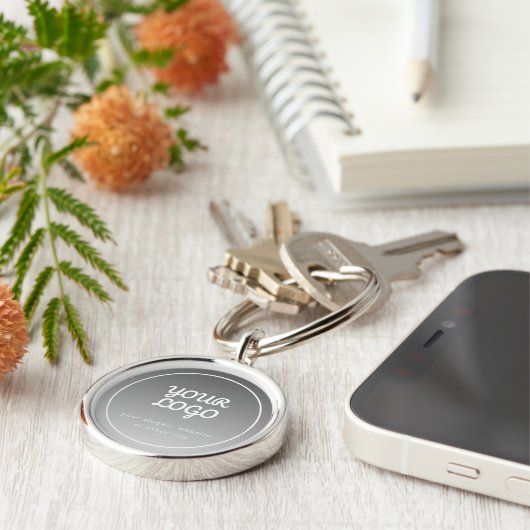 Ihr Logo und bearbeiteter Text | Dark Gray Ombre Schlüsselanhänger (Seite)