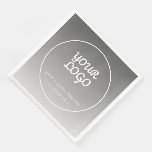 Ihr Logo und bearbeiteter Text | Dark Gray Ombre Serviette (Ecke)