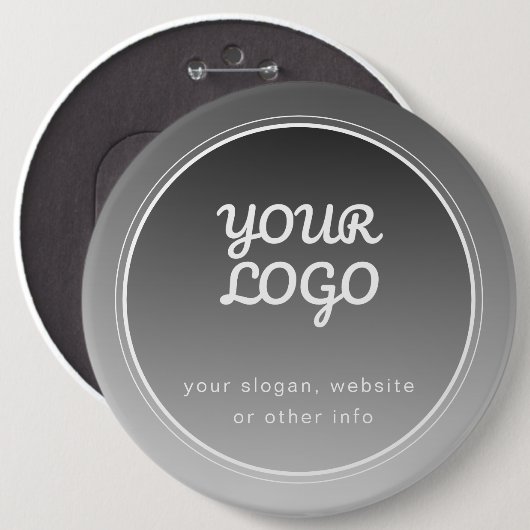 Ihr Logo und bearbeiteter Text | Dunkelgrau Gradie Button (Vorne & Hinten)
