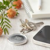 Ihr Logo und bearbeiteter Text | Dunkelgrau Gradie Schlüsselanhänger (Seite)