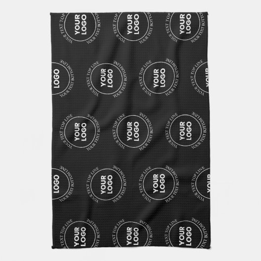 Ihr Logo und bearbeiteter Text | Wiederholmuster Geschirrtuch (Vertikal)