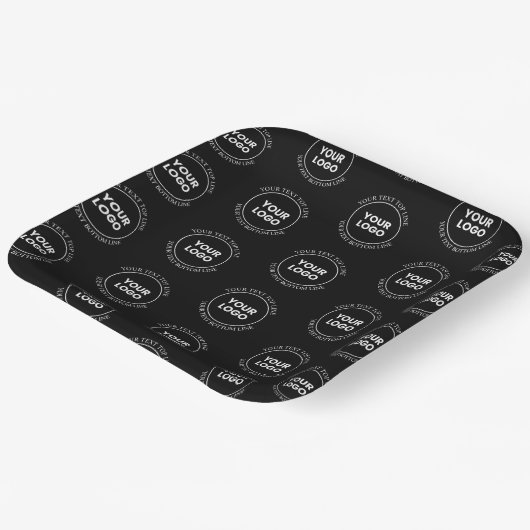 Ihr Logo und bearbeiteter Text | Wiederholmuster Pappteller (Gewinkelt)