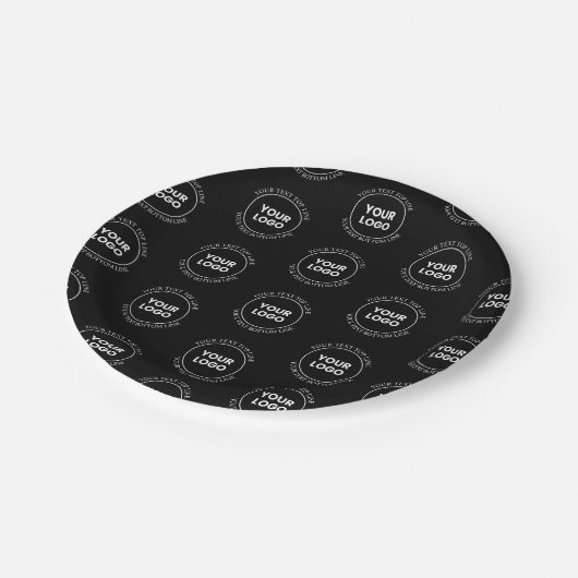 Ihr Logo und bearbeiteter Text | Wiederholmuster Pappteller (Schrägansicht)