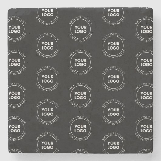 Ihr Logo und bearbeiteter Text | Wiederholmuster Steinuntersetzer (Vorderseite)