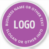 Ihr Logo und Ihr anpassbarer Text | Lila Violett Aufkleber (Vorderseite)