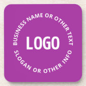 Ihr Logo und Ihr anpassbarer Text | Lila Violett Getränkeuntersetzer (Vorderseite)