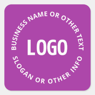 Ihr Logo und Ihr anpassbarer Text   Lila Violett Quadratischer Aufkleber