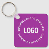 Ihr Logo und Ihr anpassbarer Text | Lila Violett Schlüsselanhänger (Vorderseite)