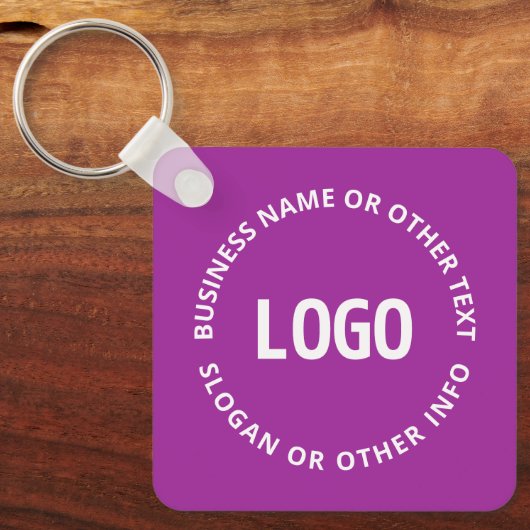Ihr Logo und Ihr anpassbarer Text | Lila Violett Schlüsselanhänger (Vorderseite)