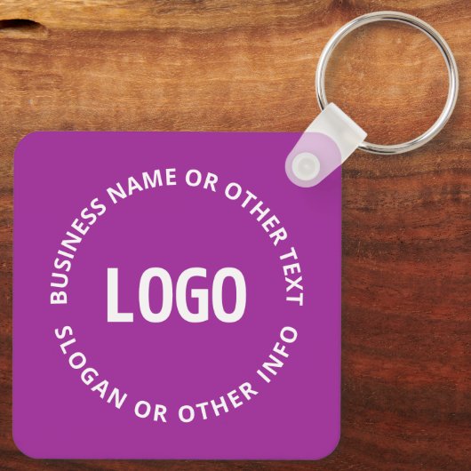 Ihr Logo und Ihr anpassbarer Text | Lila Violett Schlüsselanhänger (Rückseite)