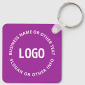 Ihr Logo und Ihr anpassbarer Text | Lila Violett Schlüsselanhänger (Rückseite)