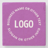 Ihr Logo und Ihr anpassbarer Text | Lila Violett Steinuntersetzer (Vorderseite)