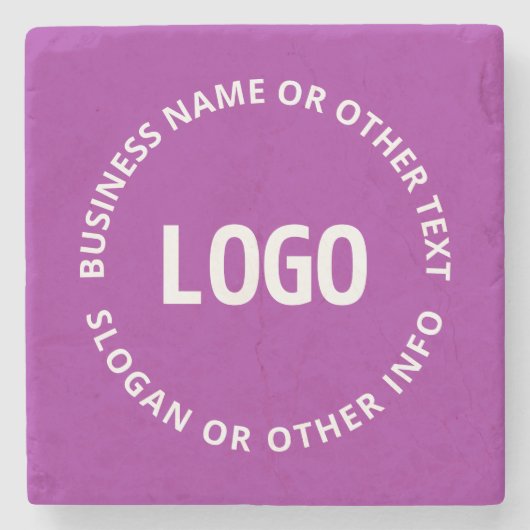 Ihr Logo und Ihr anpassbarer Text | Lila Violett Steinuntersetzer (Vorderseite)