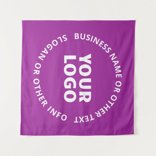 Ihr Logo und Ihr anpassbarer Text | Lila Violett Wandteppich (Vorderseite (Horizontal))