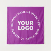Ihr Logo und Ihr anpassbarer Text | Lila Violett Wandteppich (Vorderseite)