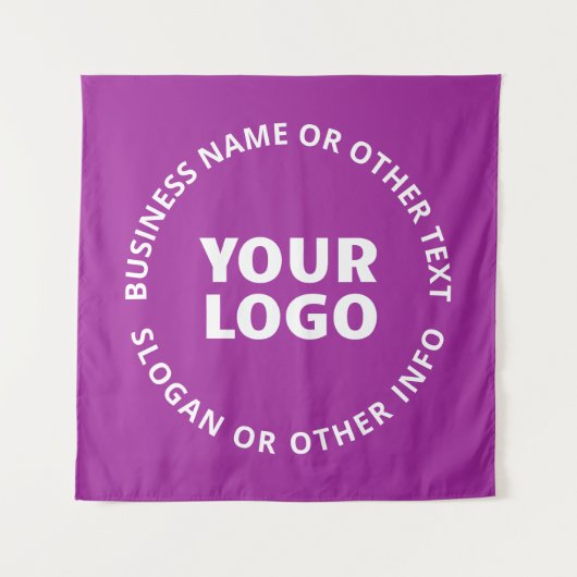 Ihr Logo und Ihr anpassbarer Text | Lila Violett Wandteppich (Vorderseite)