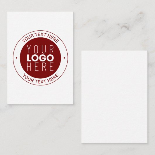 Ihr Logo und Ihr anpassbarer Text | Tiefe Rot/DIY- Begleitkarte (Vorne/Hinten)