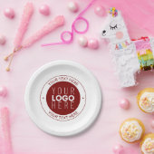 Ihr Logo und Ihr anpassbarer Text | Tiefe Rot/DIY- Pappteller (Party)