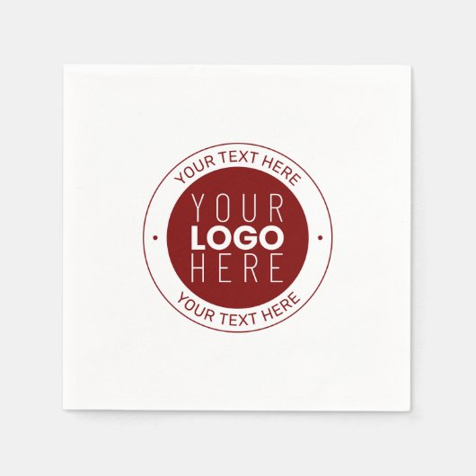 Ihr Logo und Ihr anpassbarer Text | Tiefe Rot/DIY- Serviette (Vorderseite)