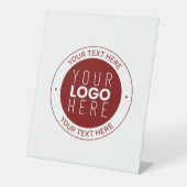 Ihr Logo und Ihr anpassbarer Text | Tiefe Rot/DIY- Sockelschild (Vorderseite)