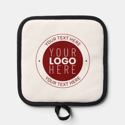 Ihr Logo und Ihr anpassbarer Text | Tiefe Rot/DIY- Topflappen (Vorderseite)