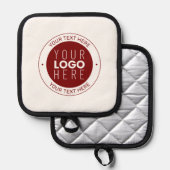 Ihr Logo und Ihr anpassbarer Text | Tiefe Rot/DIY- Topflappen (Vorderseite/Rückseite)