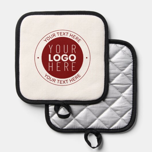 Ihr Logo und Ihr anpassbarer Text | Tiefe Rot/DIY- Topflappen (Vorderseite/Rückseite)