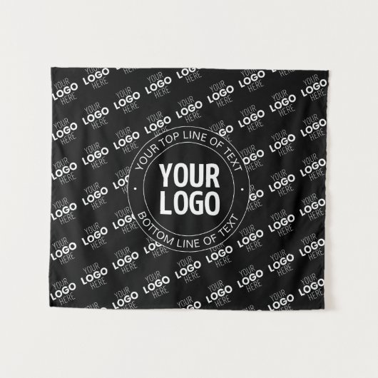 Ihr Logo und Ihr benutzerdefinierter Text mit Logo Wandteppich (Vorderseite (Horizontal))