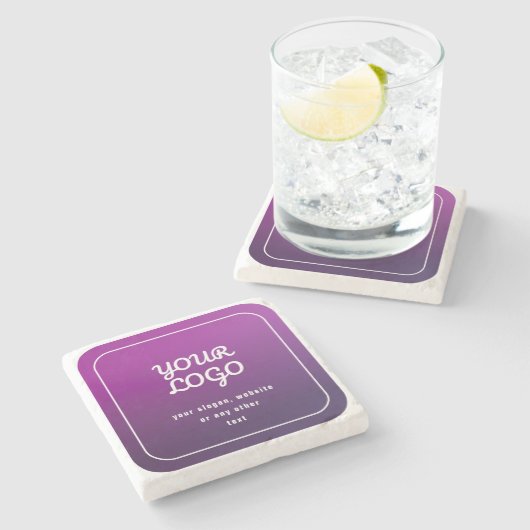 Ihr Logo und Ihr stylisches Licht bis dunkel Lila Steinuntersetzer (Seitenansicht)