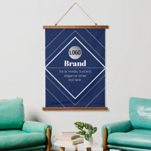 Ihr Logo und modernes anpassbares Design Marineb Wandteppich Mit Holzrahmen