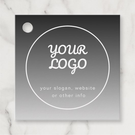Ihr Logo und Text | Dunkelgrau Gradient Geschenkanhänger (Vorderseite)