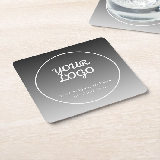 Ihr Logo und Text | Dunkelgrau Gradient Rechteckiger Pappuntersetzer (angewinkelt)